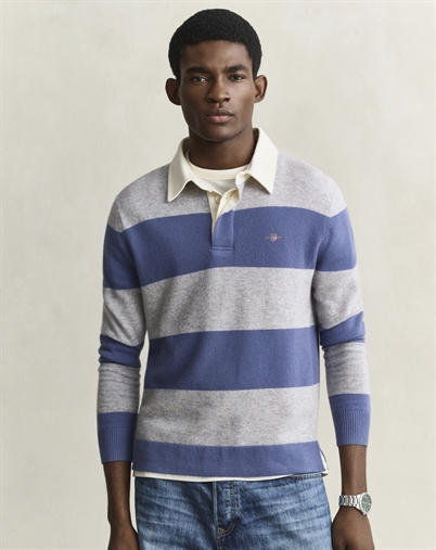 Gant - Barstriped Rugger Strik Polo - Grey Melange 